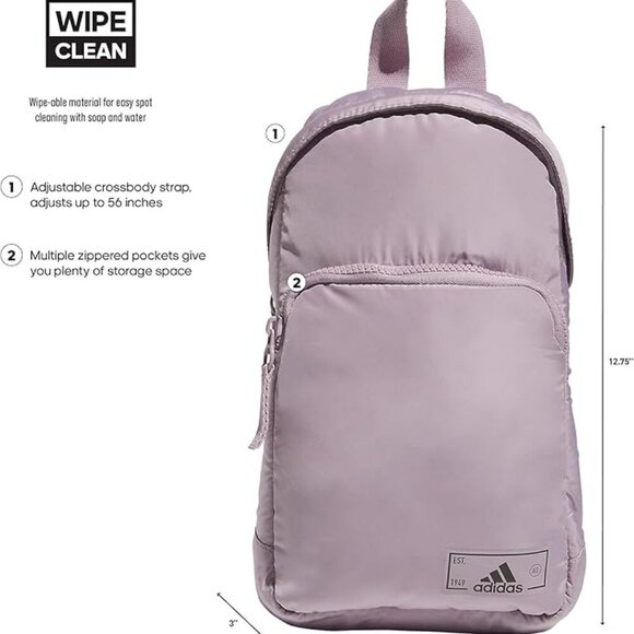adidas Essentials 2 Sling Crossbody Bag Fig Purple/Black, One Size NWOT - Picture 6 of 7